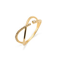 Load image into Gallery viewer, Golden Embrace Crossover Ring with Stones | 14K Solid Gold