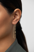 Load image into Gallery viewer, Bead and Bar Threader Earring | 14K Solid Gold
