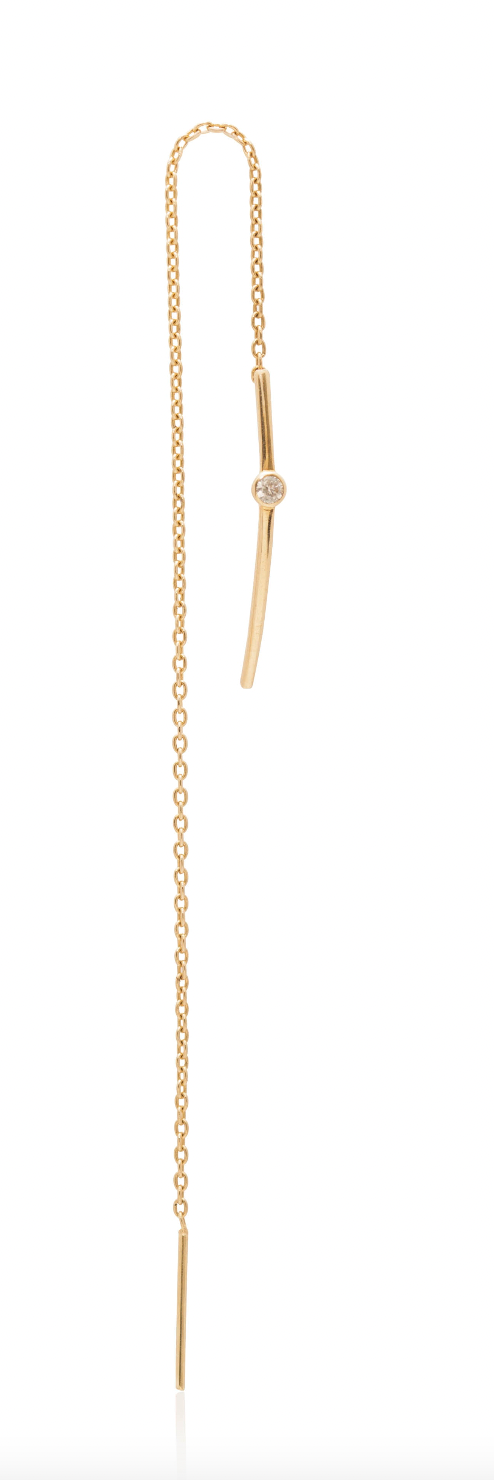 14k gold discount bar threader earrings