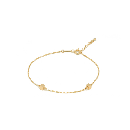 2 Square Bracelet | 14K Solid Gold