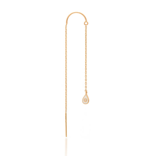 Solo Teardrop Lariat Earring | 14K Solid Gold