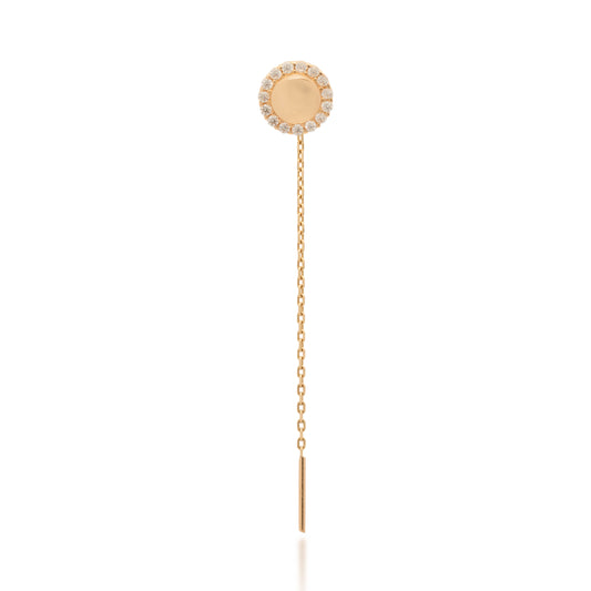 Radiant Halo Bar Drop Earring | 14K Solid Gold