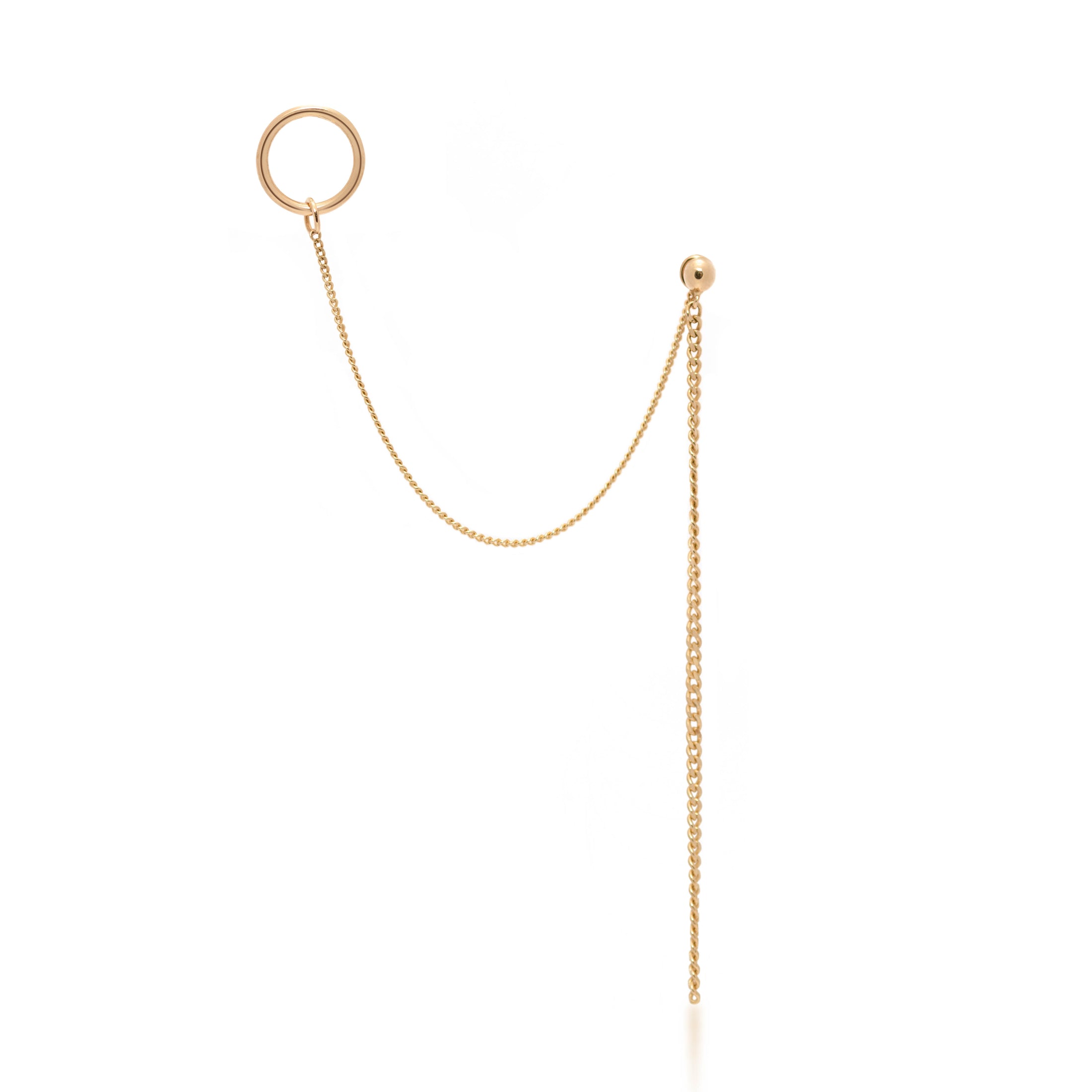 Gold Double Stud Earring | 14K Yellow Solid Gold