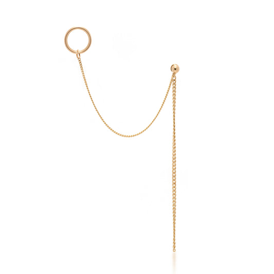 Gold Double Stud Earring | 14K Solid Gold