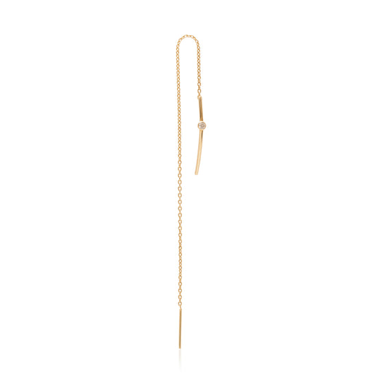 Curved Bar Threader Earring | 14K Solid Gold