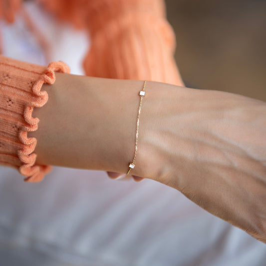 3 White Stone Bracelets | 14K Solid Gold