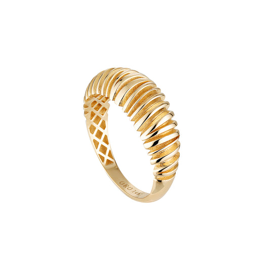 Golden Allure Ribbed Band Ring | 14K Solid Gold