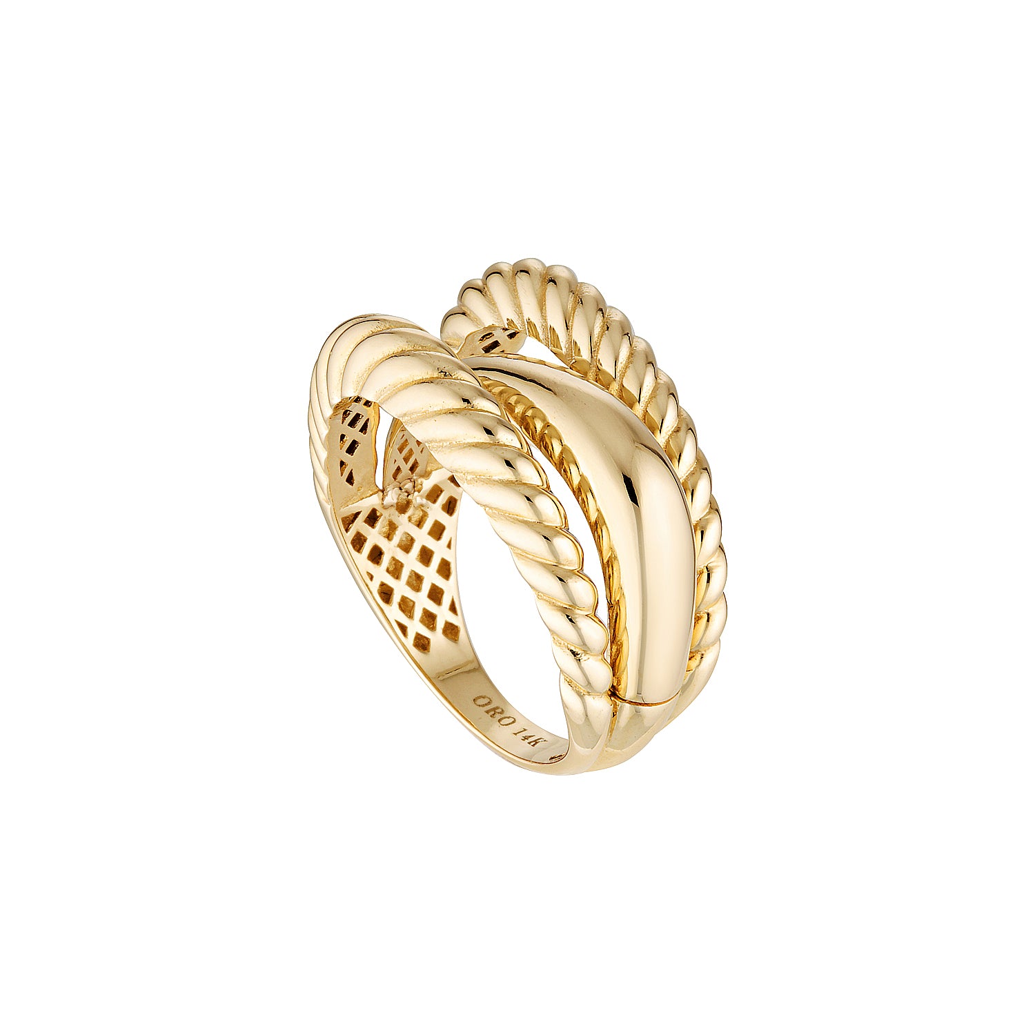 Elegant Twist 14K Gold Band Ring