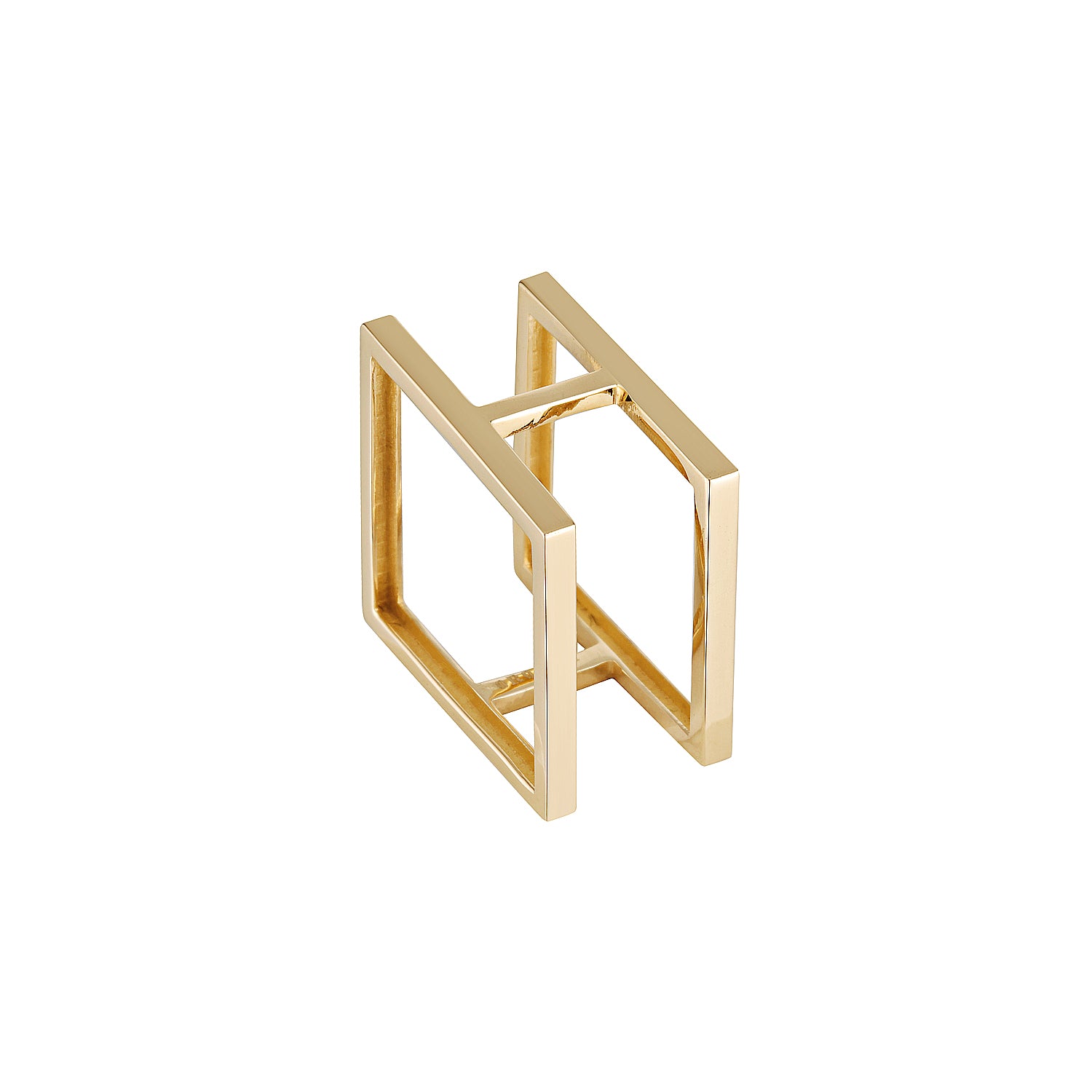 Double Bar Open Ring | 14K Yellow Solid Gold