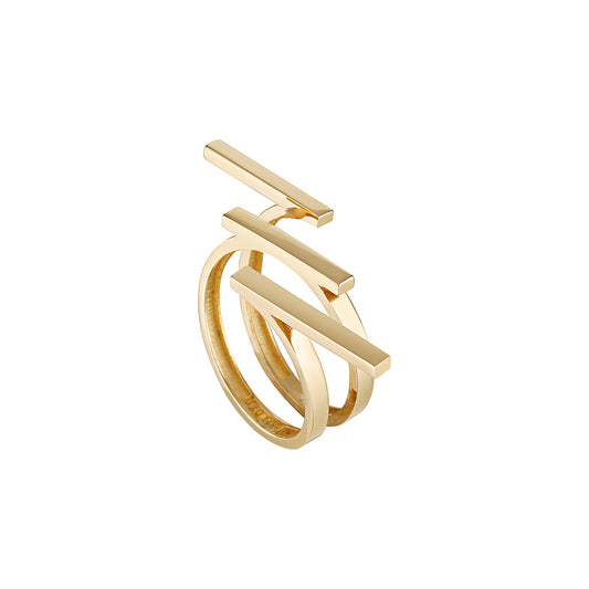 Parallel Bar Ring | 14K Solid Gold