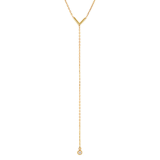 V-Line Chain Necklace | 14K Solid Gold