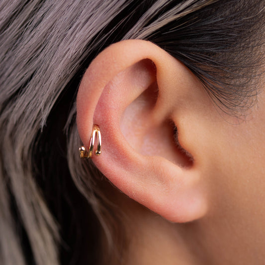 Spiral Elegance Ear Cuff | 14K Solid Gold