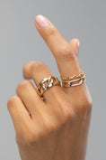 Load image into Gallery viewer, Open Band with Accent Detail Ring | 14K Solid Gold
