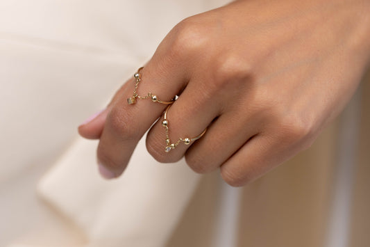 Geometric Charm Ring | 14K Solid Gold