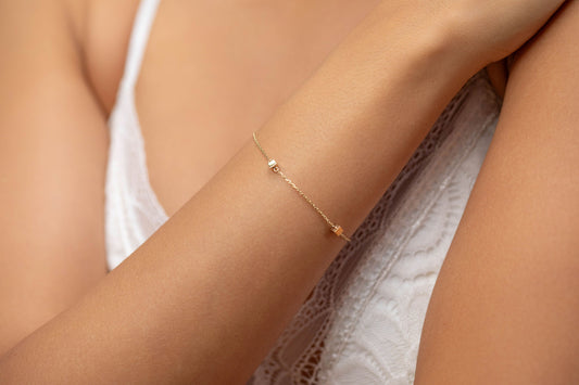 2 Square Bracelet | 14K Solid Gold