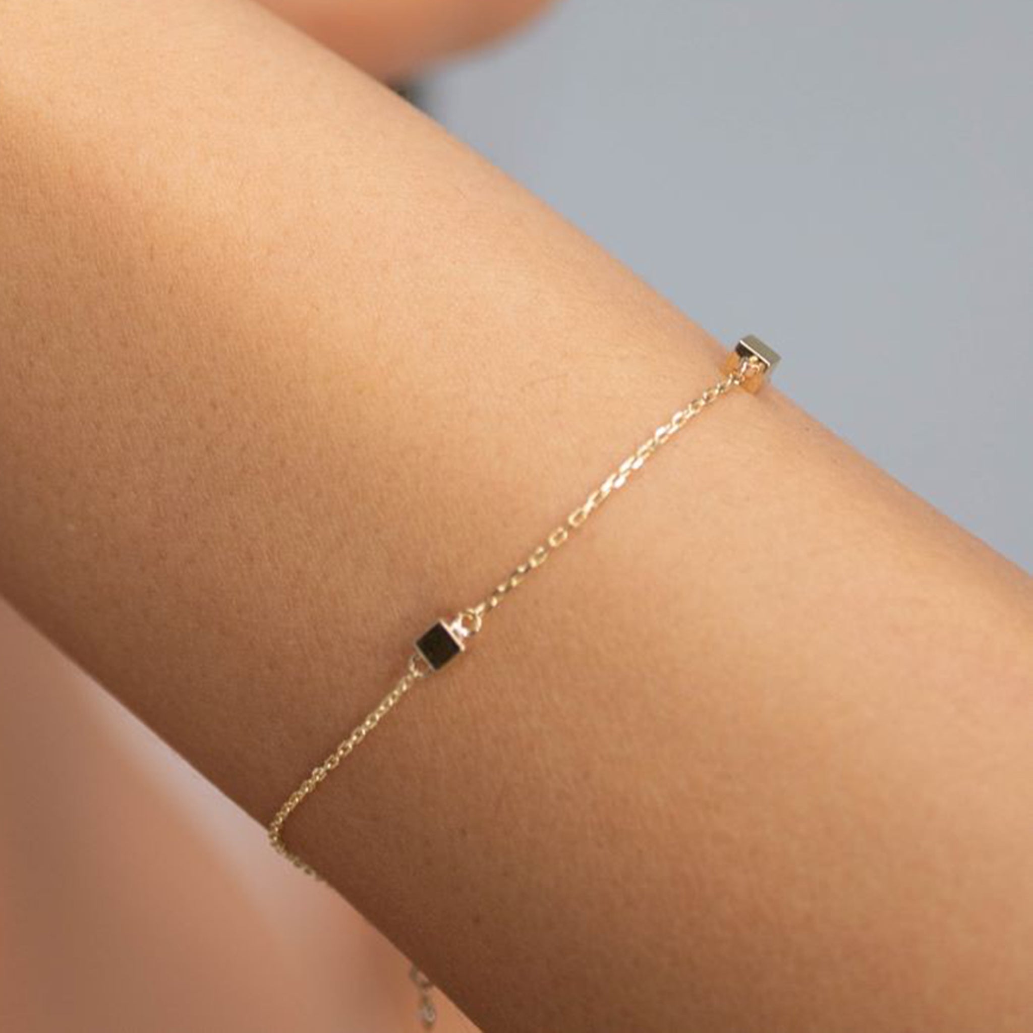 2 Square Bracelet | 14K Solid Gold