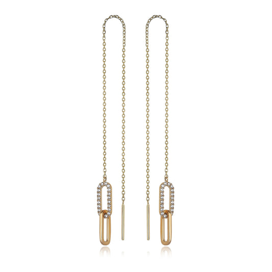Chain Drop Threader Earrings Set | 14K Yellow Solid Gold