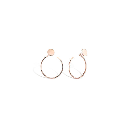 Modern Hoop and Stud Earrings Set | 14K Solid Gold