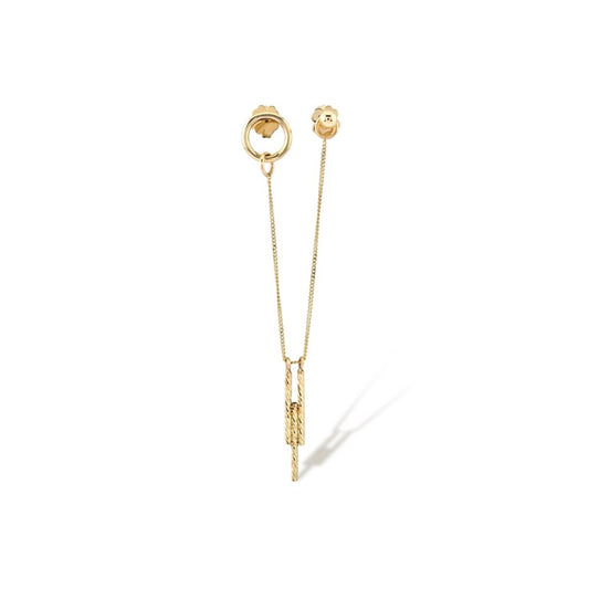 Double Stud Floating Bar Earring | 14K Solid Gold