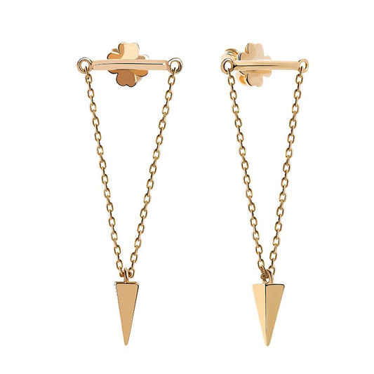 Triangle Drop Stud Earrings Set | 14K Yellow Solid Gold