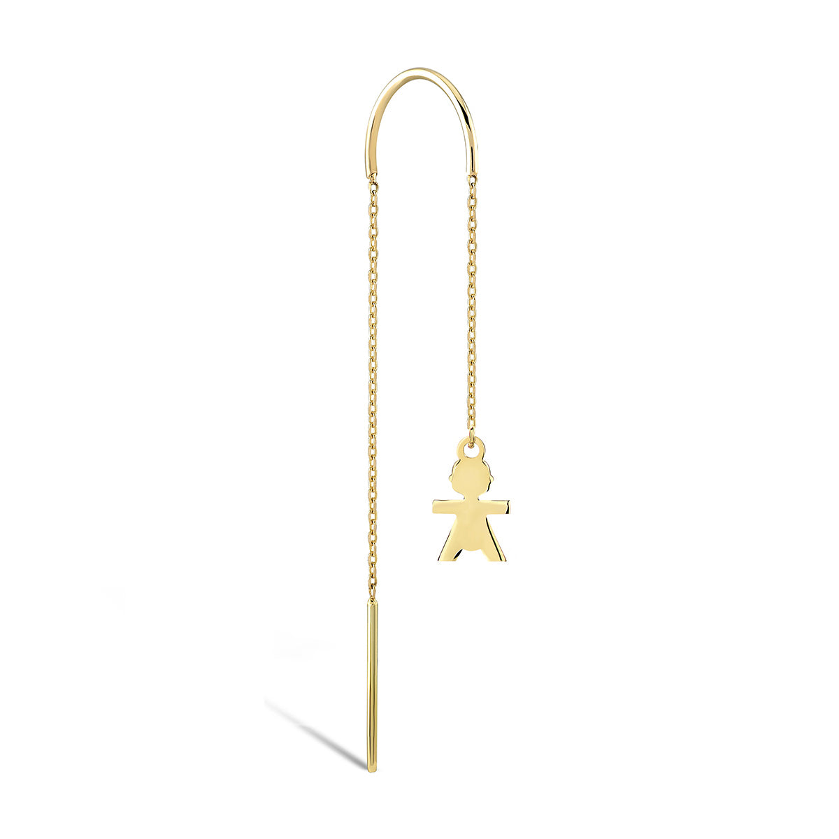 Girl Silhouette Charm Drop Earring in 14K Solid Gold