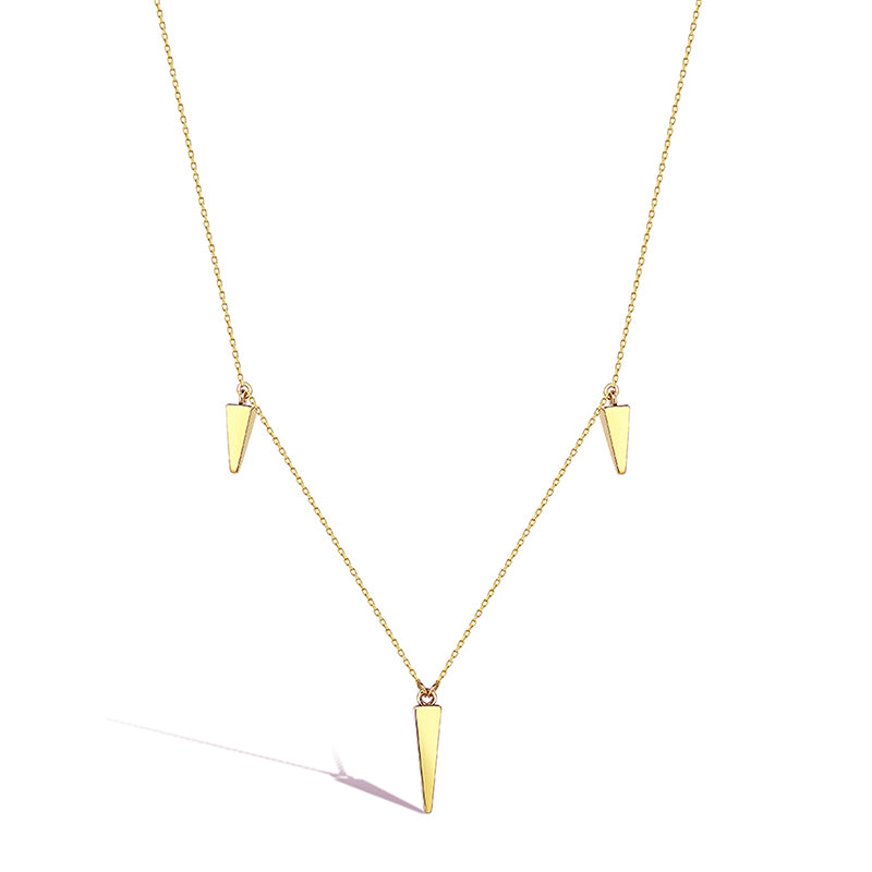 3 Drop Triangle Pendant Necklace | 14K Solid Gold