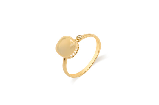 Smooth Cabochon & Bezel Setting Ring Small | 14K Solid Gold