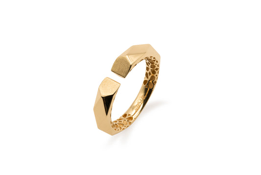 Geometric Splendor Gold Faceted Ring | 14K Solid Gold