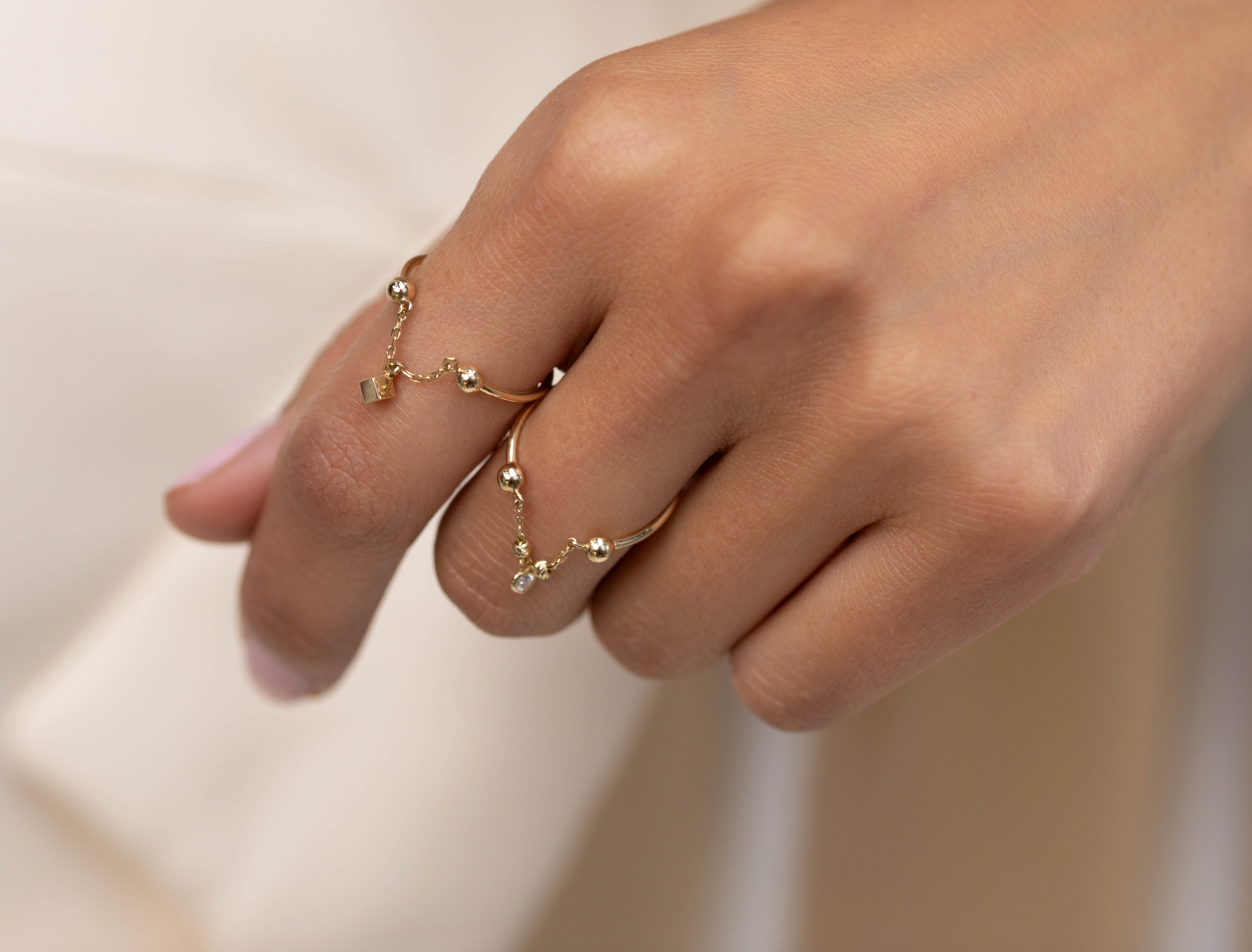 Charm Dangle Ring | 14K Solid Gold