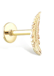 Angel's Whisper Feather Stud Earrings | 14K Yellow Solid Gold